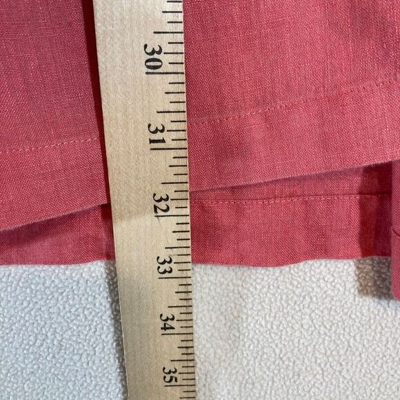 J Jill Love Linen Button Up Tunic‎ Sz Large Tall Coral Preppy Coastal Vacation - Picture 7 of 10